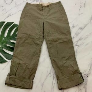 Gap Womens Vintage Y2K Wide Leg Cargo Pants Size 8 Olive Green Cropped Roll Up